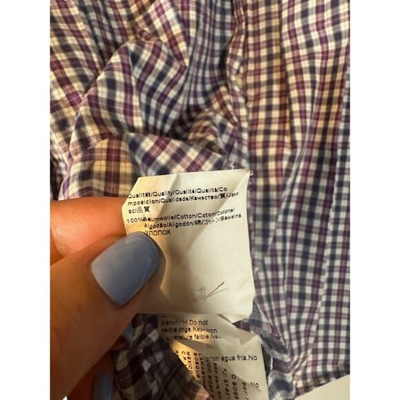 Hugo Boss Purple Multi Plaid Collared Long Sleeve Button Down Shirt Men Sz L - Picture 8 of 8